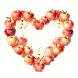 apples in the form of a heart, digital art, watercolor