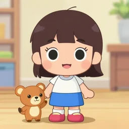 Little Lulu with toby, cartoonish style, well detailed