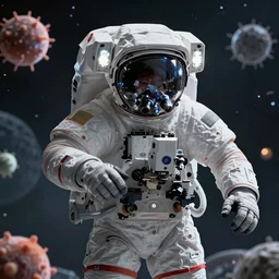 an epic portrait of an astronaut entering the micro realm of the microscopic multiverse, cinematic lighting, under a microscope, Artstation, highly detailed, insane detailed