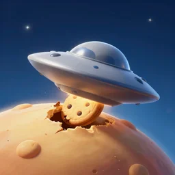 cookie ufo crashed on a planets surface, artstation