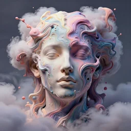 epic beautiful intricate and detailed concept. abstract face pastel rage liquid fluid god. sculpture. noveau clouds