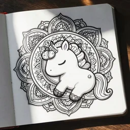 cute unicorn sleeping mandala coloring book