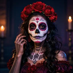 dia de los muertos, hyperrealistic, digital art, cinematic lighting