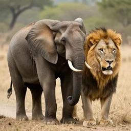 an animal with the body of an elephant and the head of a lion.