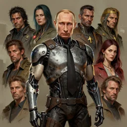 a study of cell shaded complex sharp portrait of a cyborg vladimir putin  as Borderlands 3 concept art, llustration, post grunge, concept art by josan gonzales and wlop, by james jean, Victo ngai, David Rubín, Mike Mignola, Laurie Greasley, highly detailed, sharp focus, alien, Trending on Artstation, HQ, deviantart, art by artgem