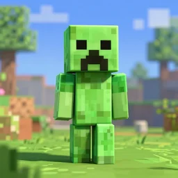 Pixar rendering of a minecraft creeper