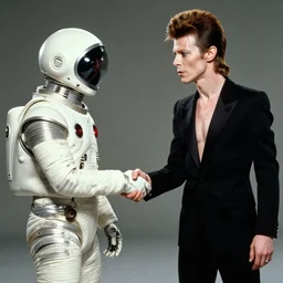 david bowie shaking hands with a martian invade
