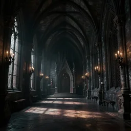 a photorealistic hyperrealistic render of a spooky gothic castle hall by greg rutkowski, wlop, artgerm, dramatic lighting, strong shadows, volumetric, cinematic atmosphere, octane render, artstation, 8 k