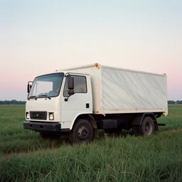 a truck made of marble in a field of grass, film photo, soft lighting album cover, nostalgia, gradient