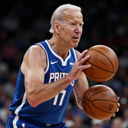 Biden playing basketball, digital art , highly detailed , high contrast, beautiful lighting, award winning , trending on art station, photorealistic, 8k
