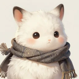 whimsical fluffy guardian of hiyabusa square, scarf, close up, details, sharp focus, elegant, highly detailed, illustration, by jordan grimmer greg rutkowski wlop maya takamura, intricate, trending artstation, pixiv, digital art