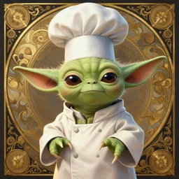 portrait of cute yoda as a chef cook, intricate, elegant, highly detailed, digital painting, artstation, concept art, smooth, sharp focus, illustration, art by artgerm and greg rutkowski and alphonse mucha, 8 k