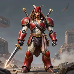 Captain hook dressed in mecha armor