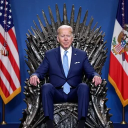 Joe Biden sitting on the iron throne