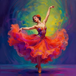 “ a psychedelic portrait of dancer, vibrant color scheme, highly detailed, in the style of romanticism, cinematic, artstation, moebius, greg rutkowski ”