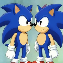 beautiful illustration of dr robotnik looking up lovingly at sonic the hedgehog. animation frame from the studio ghibli film by miyazaki.