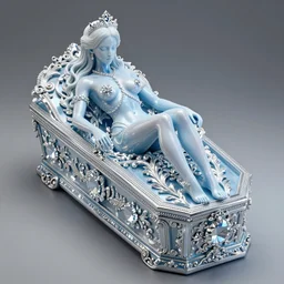 hyper detailed ultra sharp portrait of baroque and bladerunner delicate neon diamond sculpture of seductive albino christian santamaria, sarcophagus blue iridescent humanoid deity wearing metallic hoody made out of hands holding the sun prismatic dungeon, glowing blue face, crown of white diamonds, cinematic lighting, photorealistic, octane render 8 k depth of field 3 d