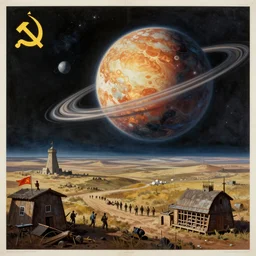 soviet propaganda poster of colonization of the solar system