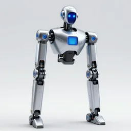 digitigrade legs silver and black colored robot with blue screen - face elegant ornate detailed 4 k artstation deviantart cinematic shot