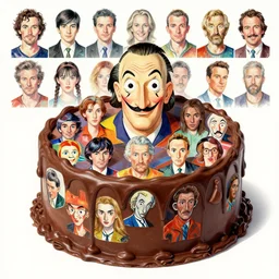 cake in chocolate by beeple, artgerm, aaron horkey, amanda sage, bauhaus, salvador dali, bernie wrightson, bruce pennington, frank, stella, anne stokes, alena aenami, angus mckie, alex grey, don bluth, akira toriyama, chris moore, arthur adams, andre masson, dr. suess, brian despain. abstract, artstation, design 4 k, native, hd