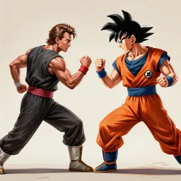 Neil Patrick Harris fighting Josh Radnor, as dragon ball z characters, concept art, highly detailed, photo realistic