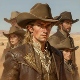 old cowboy portrait, desert background, fantasy, intricate, elegant, highly detailed, digital painting, artstation, concept art, smooth, sharp focus, illustration, art by alex alice and afshar petros and krenz cushart and artem demura and tony sandoval