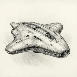pencil sketch of a alien ship, cyberpunk,