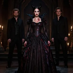 megan fox witch queen, black eyes, blood, full body, intricate victorian dress, cinematic lighting, symmetrical eyes, rafael albuquerque, charlie bowater, moody lighting, candles