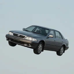 grey toyota camry 1 9 9 9 flying in the sky