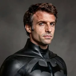 portrait of Emmanuel Macron as Batman