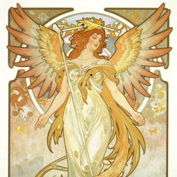 phoenix, victo ngai style, alfons mucha ， from china, style of studio ghibli, chinese style
