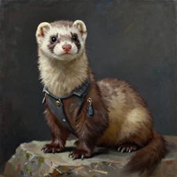 Ferret with brown face markings in a general outfit , painted by Jan Willem Pieneman, Courageous,  Bold, painting