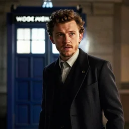 tom holland with a beard as the new doctor who, cinematic, volumetric lighting, f 8 aperture, cinematic eastman 5 3 8 4 film, photorealistic