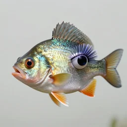 A fish with fake eyelashes, digital art, photorealistic