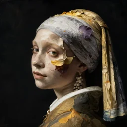 a woman's face in profile, made of petal skeleton, in the style of the dutch masters and gregory crewdson, dark and moody