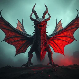 wide angle shot of a dirty, rotten, blood soaked, horrific, evil, demonic, kaiju moth dragon, alphonse mucha, rhads, ross tran, artstation, artgerm, octane render, 1 6 k