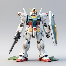 realistic waterlilys shaped Gundam with sci-fi weapons and floral inlay, realistic, 8k resolution, digital art
