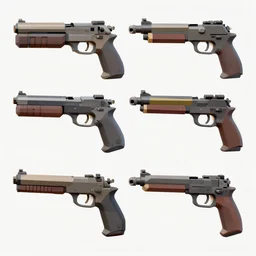 3d low poly model set of fallout guns, toon shading, trending on artstation