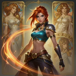 katarina from league of legends, half body shot, path traced, octane render, highly detailed, high quality, digital painting, hd, alena aenami, lilia alvarado, shinji aramaki, karol bak, alphonse mucha, tom bagshaw