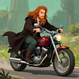 Hagrid on his motorcycle ,Greg rutkowski, Trending artstation, cinematográfica, digital Art