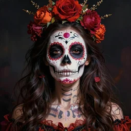 illustration of a sugar skull day of the dead girl, art by james gurney