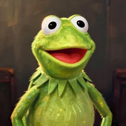 disco elysium portrait of kermit the frog illustrated by aleksander rostov