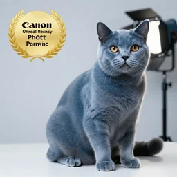 professional photo of a blue cat, studio lighting, very detailed, unreal engine, canon photo, professional lighting, good composition, winning award photo