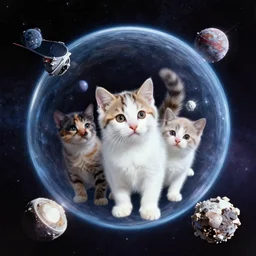 kittens in outer space. photograph. nasa archival image