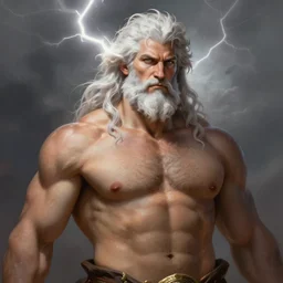 painted portrait of rugged zeus, god of thunder, [ greek god ], white hair, masculine mature ruggedly handsome beefy brawny hairy upper body torso fantasy intricate elegant highly detailed digital painting, artstation, concept art, smooth, portrait lighting sharp focus illustration art by ivan talavera greg rutkowski