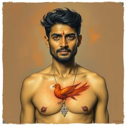 vinod with a tatoo of geeta on his chest
