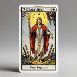 tarot card of the 7 deadly sins by tom bagshaw, ultradetailed octane render, sfw, magic the gathering, sacred geometry