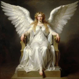 full body portrait of seraphim queen astride her throne, highly detailed painting by gaston bussiere, craig mullins, j. c. leyendecker, 8 k, mid shot
