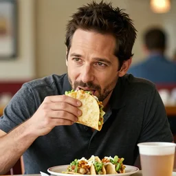 paul rudd, eating tacos, award winning photo, tabloid, 8 k, trending