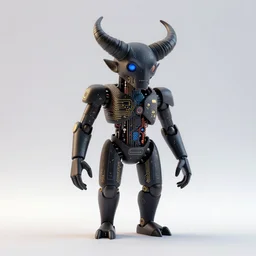 a stylized minimalist horneded cybernetic demon, circuitry, klimt, royo, behance, global illumination - n 9